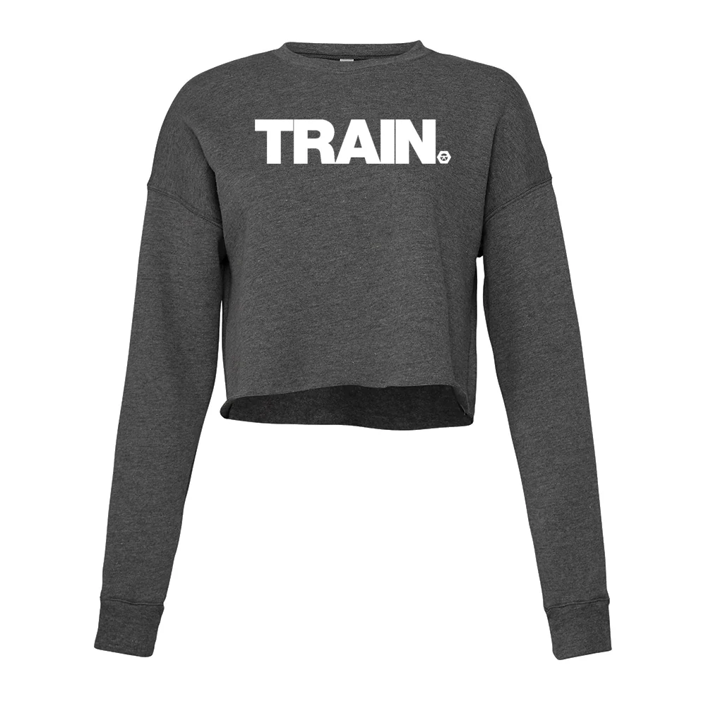 elitefts White Train Women's Cropped Crew Fleece - Image 3